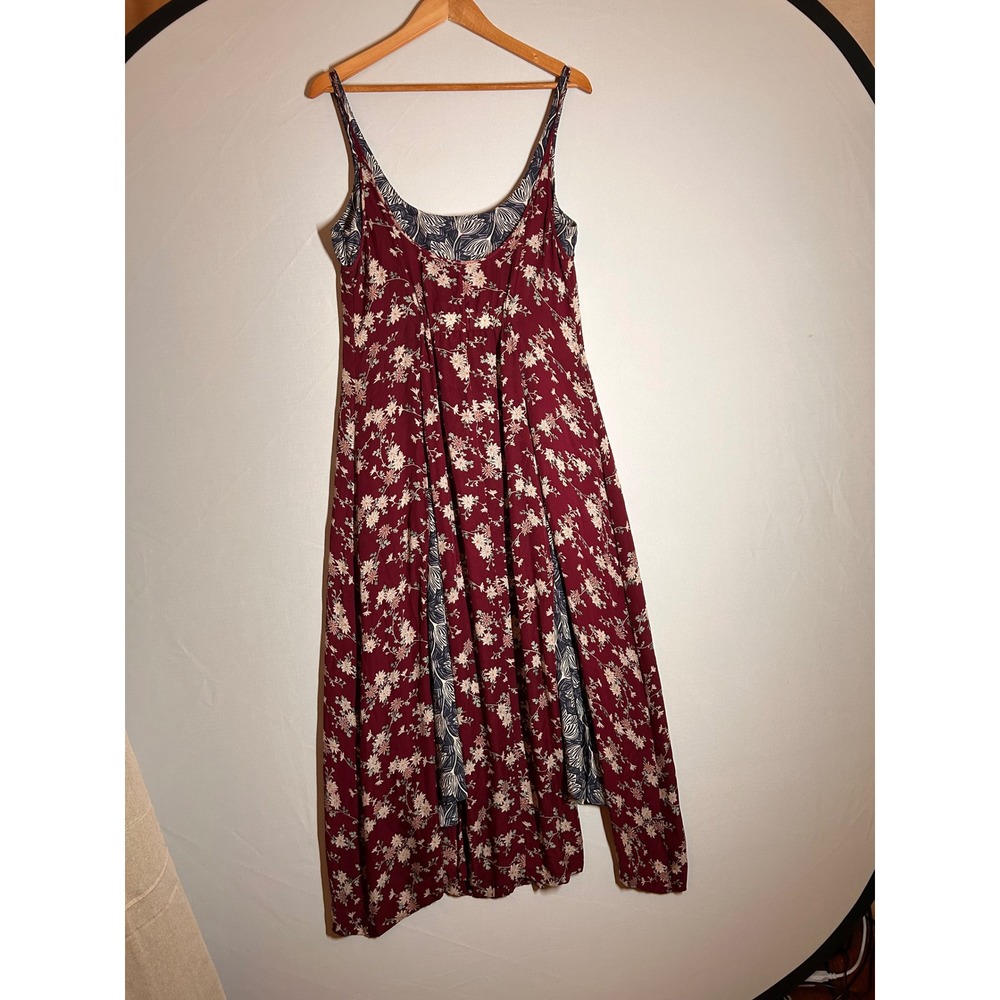 Cinq a Sept Burgundy Nathalia Floral Silk Asymmetrical Midi Dress 10 Mixed Print - Picture 7 of 12